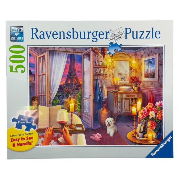 Ravensburger Paris Cozy Bathroom JigSaw Puzzle 500 Piece Large Format - Picture 1 of 9